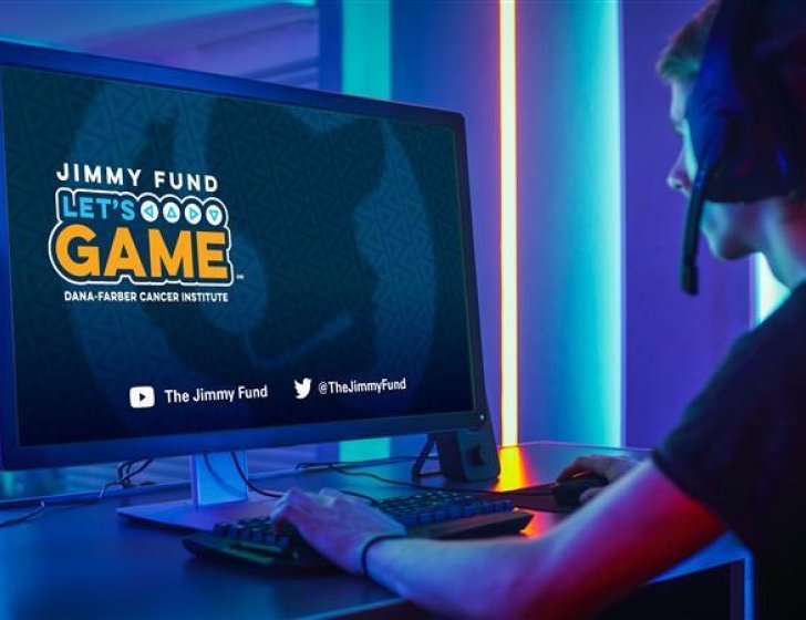 A streamer reading about Jimmy Fund Let’s Game on a computer screen