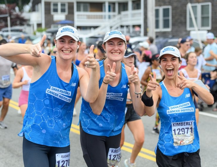 Three Dana-Farber runners at the Falmouth Road Race