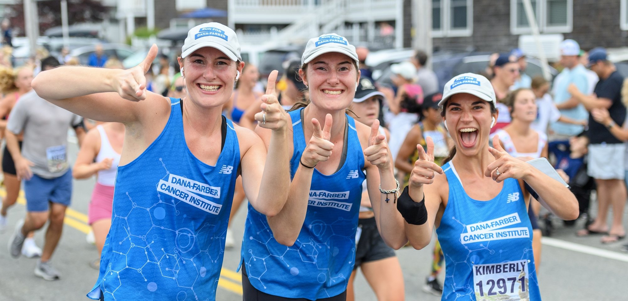 Three Dana-Farber runners at the Falmouth Road Race