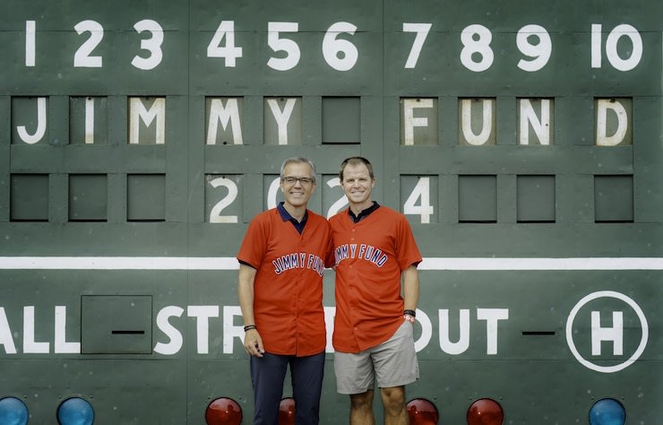 Tom Caron and Brock Holt at Fenway Park