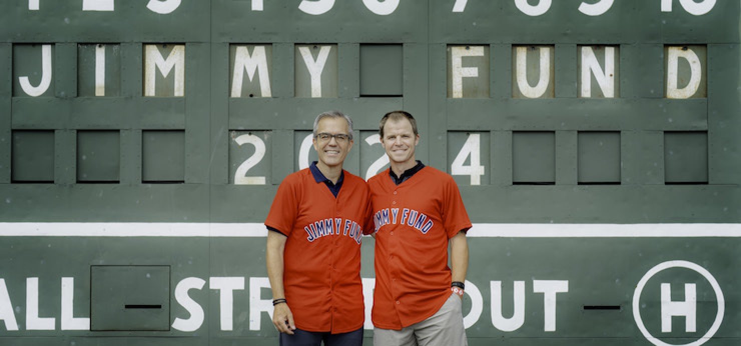 Tom Caron and Brock Holt at Fenway Park