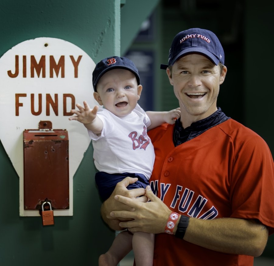 Brock Holt with a Dana-Farber patient at Fenway Park