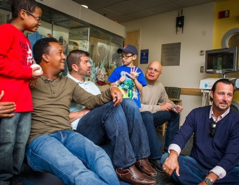 Tim Wakefield with Dana-Farber patients