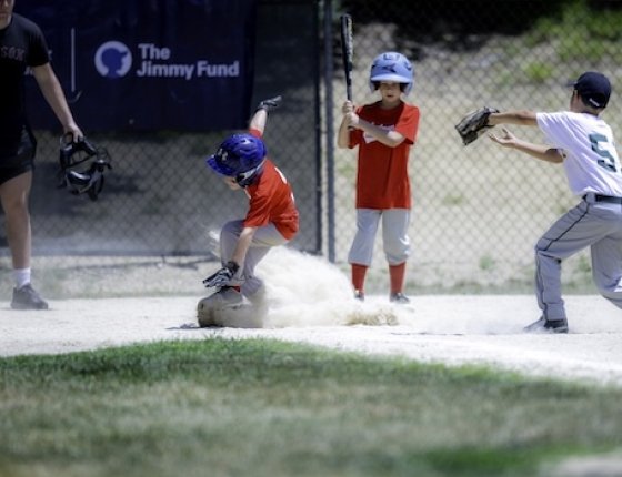 Young boys playing Little League