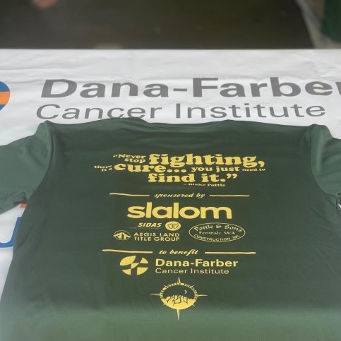 Back of T-shirt with sponsor logos and Dana-Farber logo