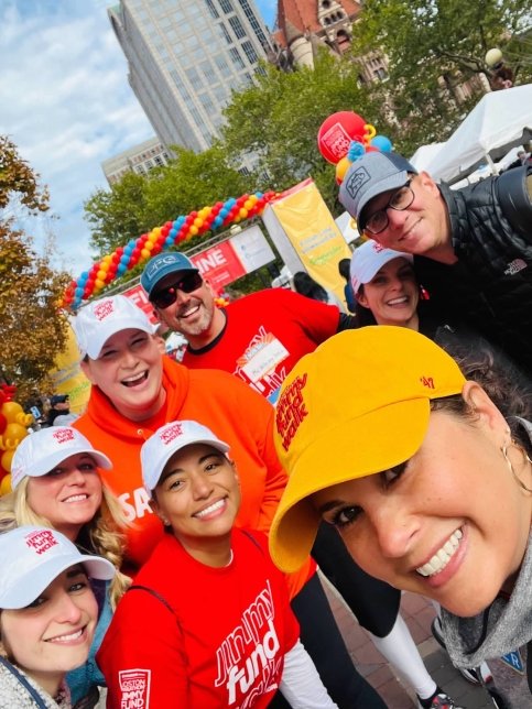 Kristen and her Jimmy Fund Walk team at the finish line