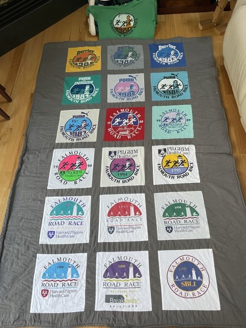 A quilt made of Falmouth T-shirts