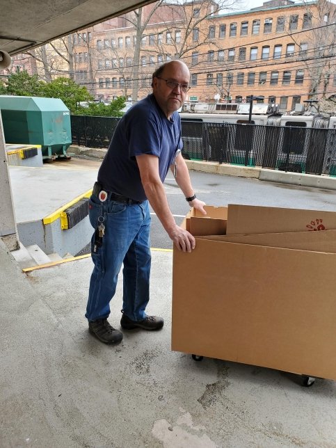 Michael with moving boxes
