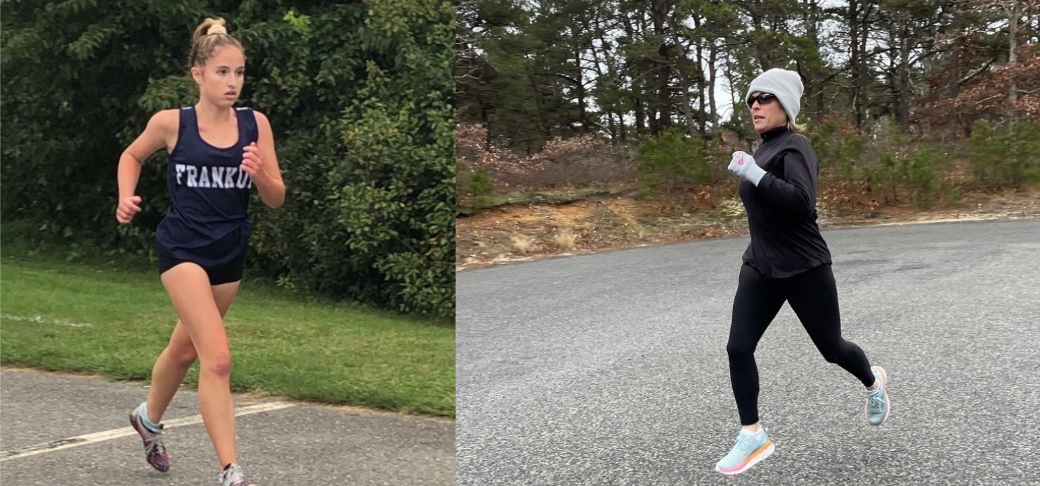 Ashley and Jamie running on a road