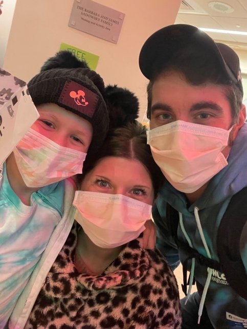 Chloe and others wearing face masks
