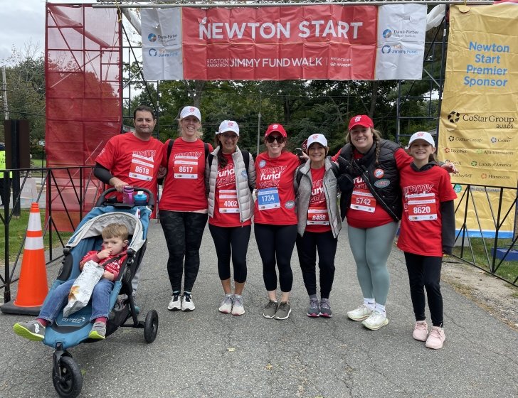 Christina with her Jimmy Fund Walk team at the Newton Start Line