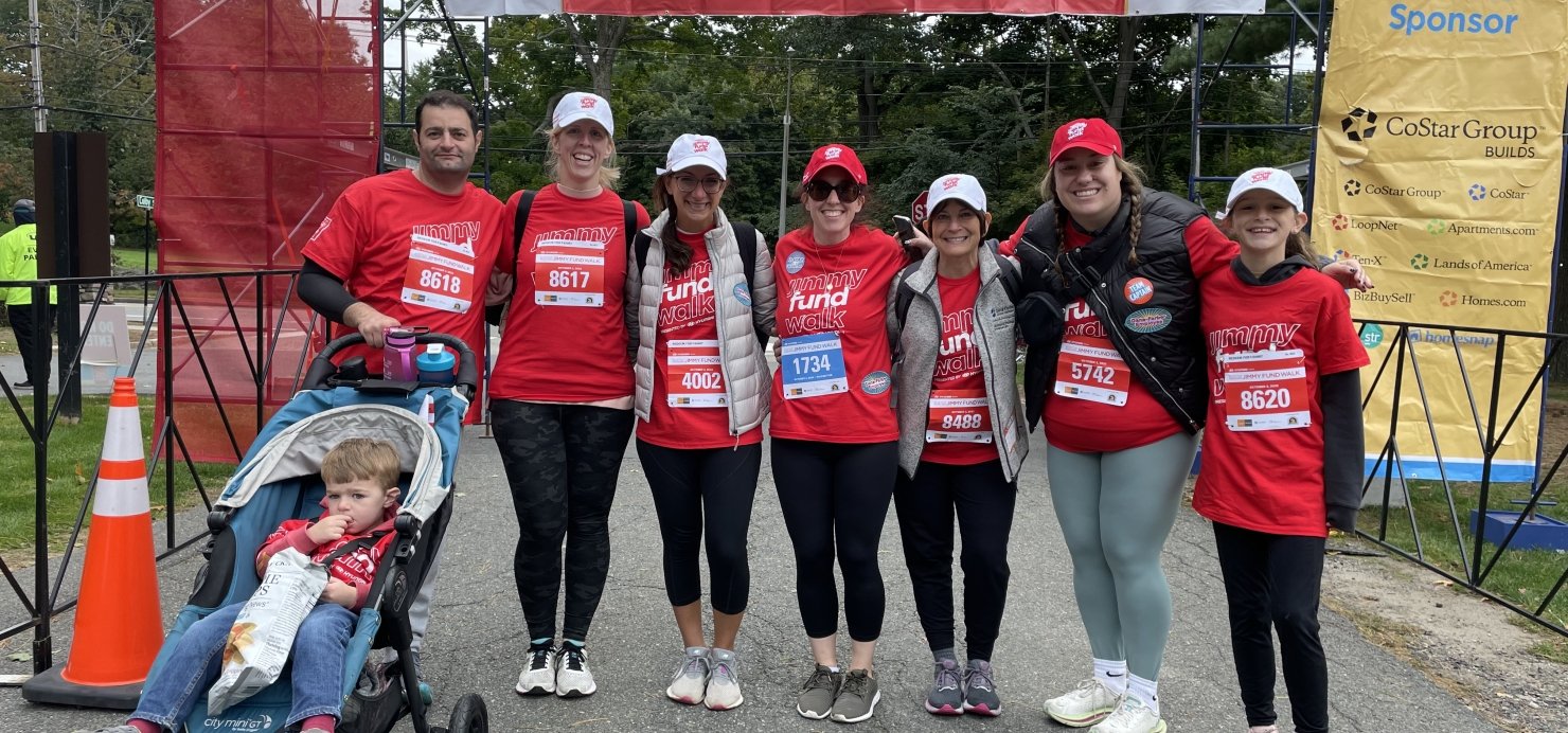 Christina with her Jimmy Fund Walk team at the Newton Start Line