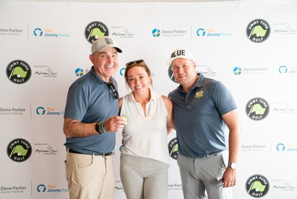Three golfers at a Jimmy Fund Golf event